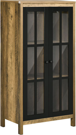 Bodenstehend Wohnzimmer Vitrine aus Spanplatte mit Glas Natürlich 60x35x120cm