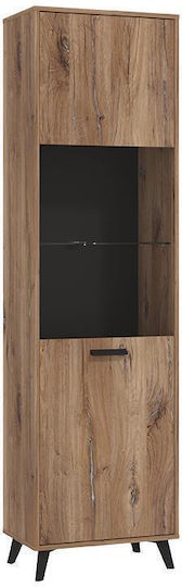 Corvia 1k Витрина за дневна от ПДЧ със стъкло и осветление FLAGSTAF-CARBON 54x33x192см