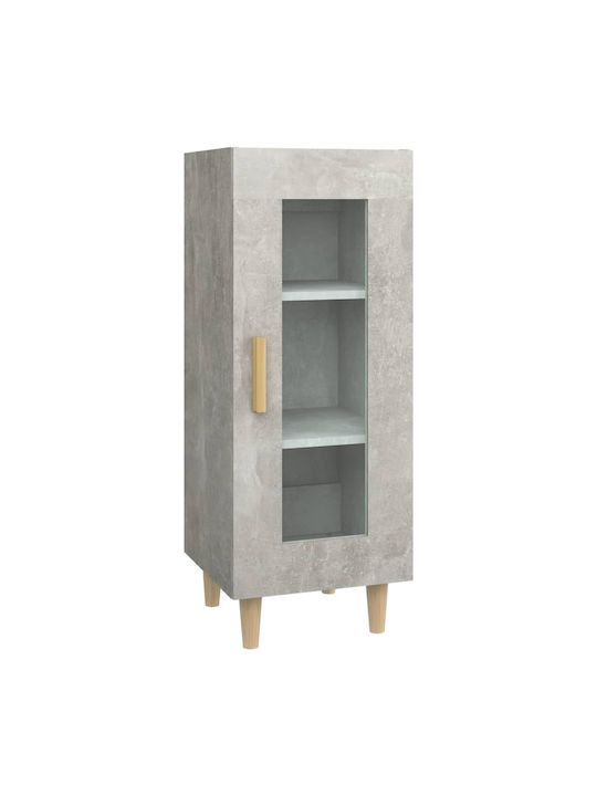 Living Room Display Cabinet Made of Particle Board with Grey Concrete Glass 34.5x34x90cm