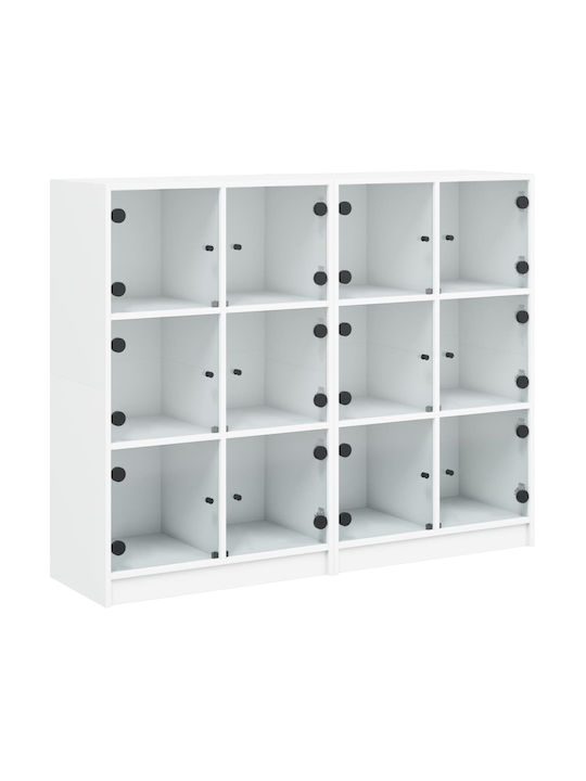 Floor-standing Living Room Display Cabinet made of Particleboard with Glass White 136x37x109cm