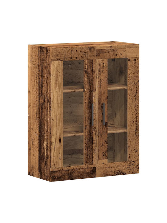 Wand Wohnzimmer Vitrine aus Spanplatte mit Glas Coffee 69.5x34x90cm