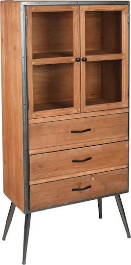Bodenstehend Wohnzimmer Vitrine aus Massivholz mit Glas Sonoma 70.5x35x153cm