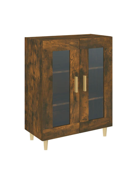 vidaXL Wohnzimmer Vitrine aus Spanplatte mit Verglasung Braune 69.5x34x90cm