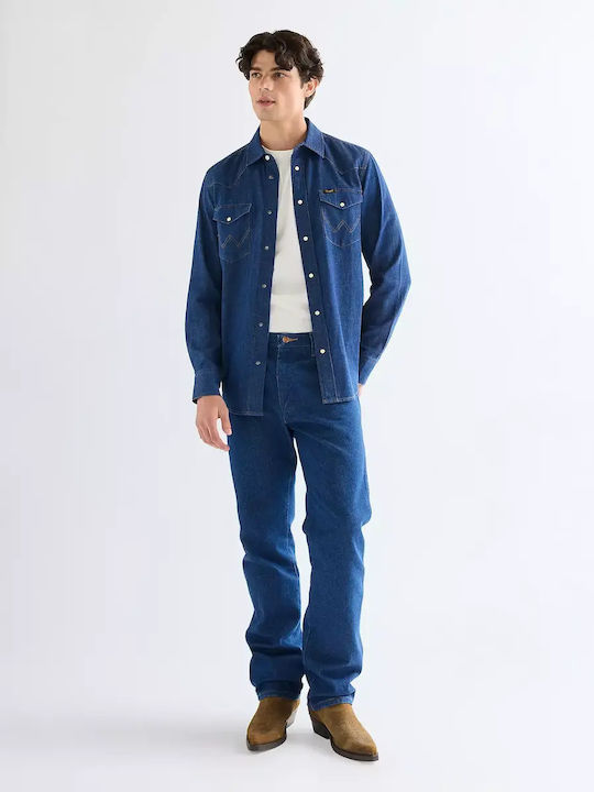 Long Sleeve Denim Shirt Dark Blue