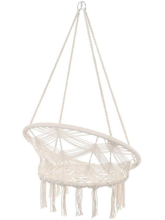 Armchair Swing with Stand and Pillow Fabric White Load Weight up to 120kg L80xW80xH60cm