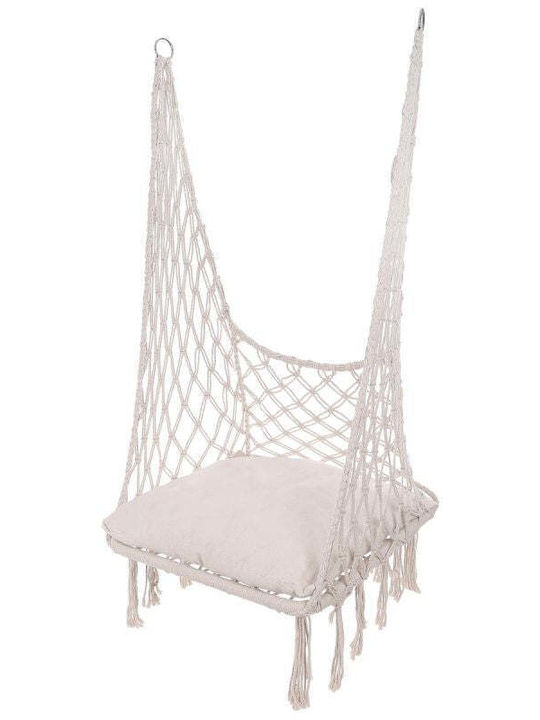 Armchair Swing with Stand and Pillow Fabric Ecru Load Capacity up to 120kg L60xW60xH120cm