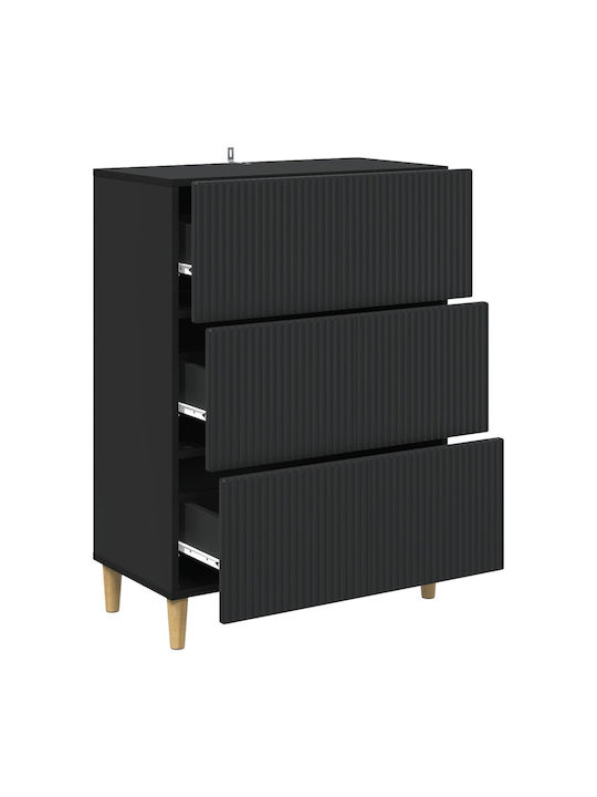 vidaXL Kommode Schlafzimmer Holz mit 3 Schubladen Schwarz 66x34.5x90cm