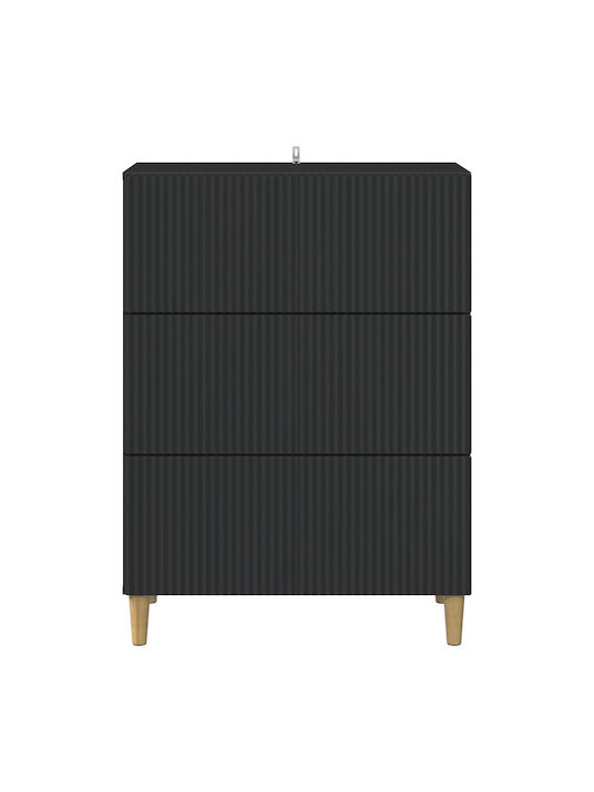vidaXL Kommode Schlafzimmer Holz mit 3 Schubladen Schwarz 66x34.5x90cm