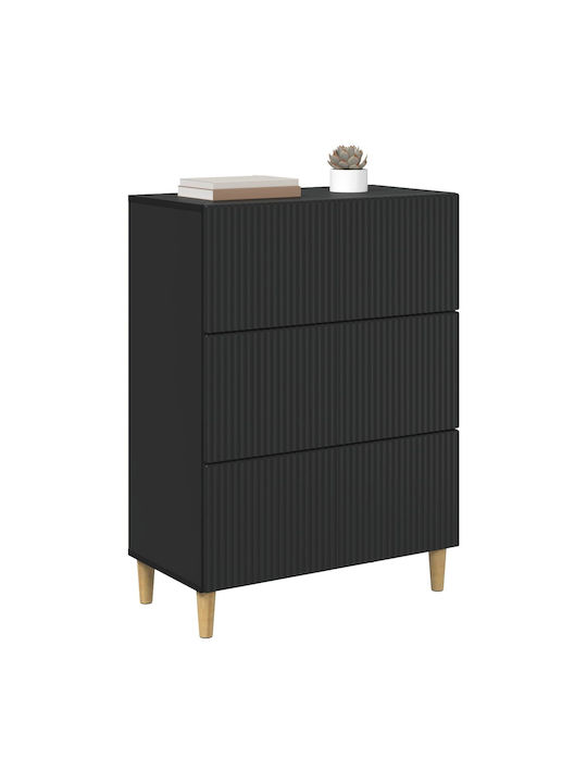 vidaXL Kommode Schlafzimmer Holz mit 3 Schubladen Schwarz 66x34.5x90cm