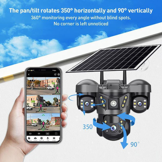 VTS29 IP Dreifach Überwachungskamera 4G Full HD+ 6MP Wasserdichte Batterie mit Zwei-Wege-Kommunikation