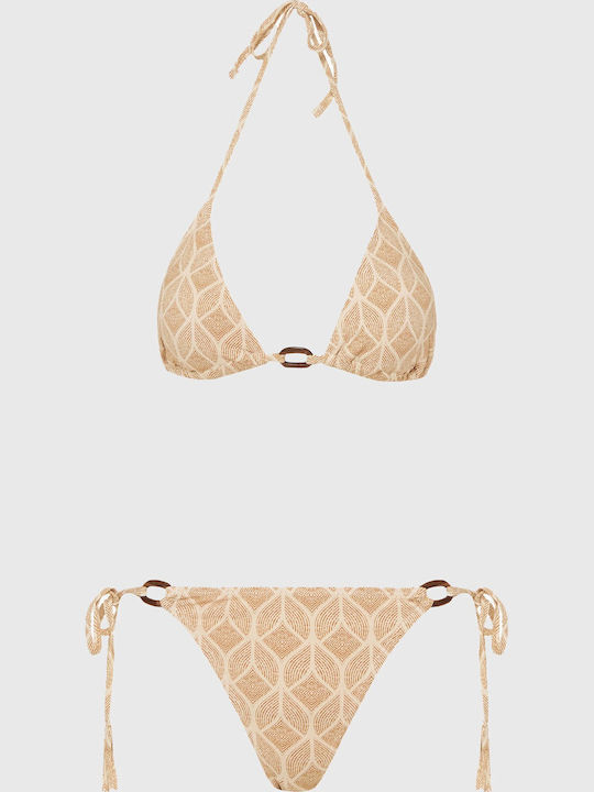 Slip Bikini cu Șnur Bej