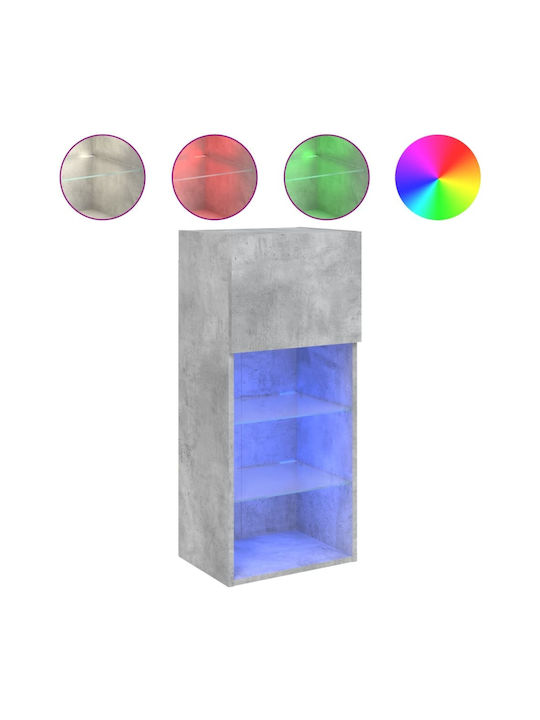 Wand Wohnzimmer Vitrine aus Spanplatte mit Glas & Beleuchtung Grey 40.5x30x90cm
