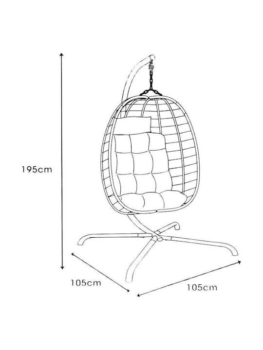 Armchair Swing with Stand and Pillow Fabric Gray Load Weight Up to 120kg L100xW100xH196cm