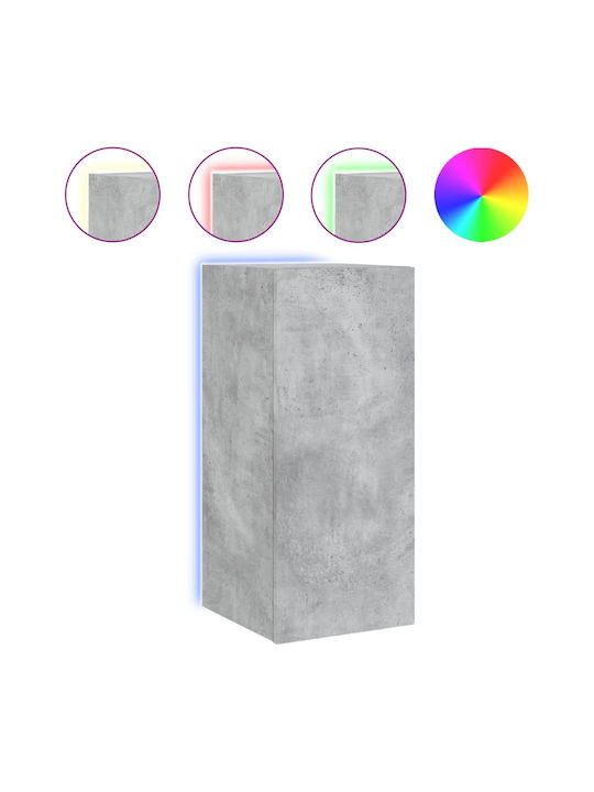 Wand Wohnzimmer Vitrine aus Spanplatte mit Glas & Beleuchtung Grey 30.5x35x70cm