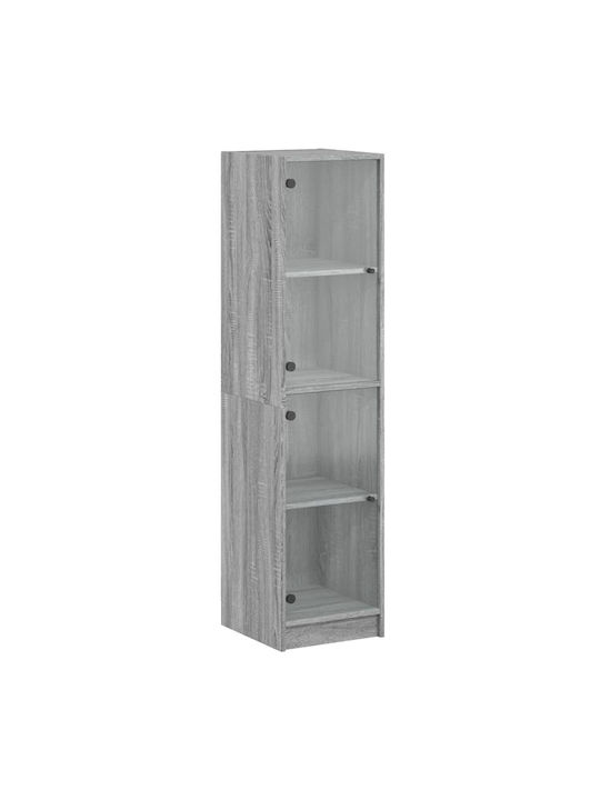 Wand Wohnzimmer Vitrine aus Spanplatte mit Glas Grey 35x37x142cm