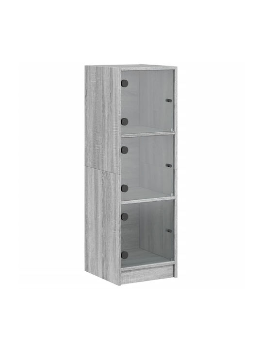 Wand Wohnzimmer Vitrine aus Spanplatte mit Glas Grey 35x37x109cm