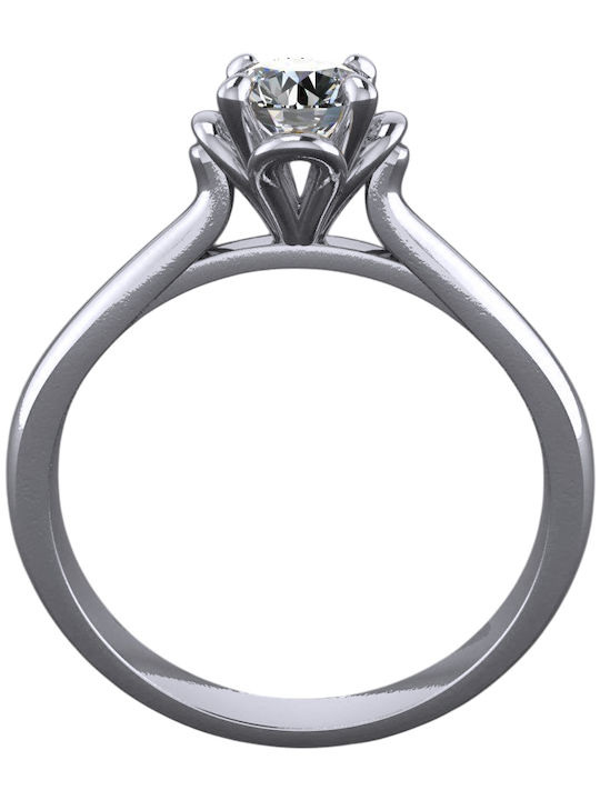 VTJ Single Stone Ring Silver with Diamond