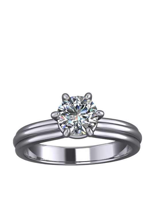 VTJ Single Stone Ring Silver with Diamond
