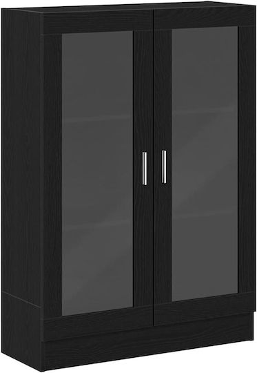 Floor Living Room Display Cabinet from Particle Board with Windowed Black 82.5x30.5x115cm 862021 Floor Living Room Display Cabinet from Particle Board with Windowed Black 82.5x30.5x115cm 862021