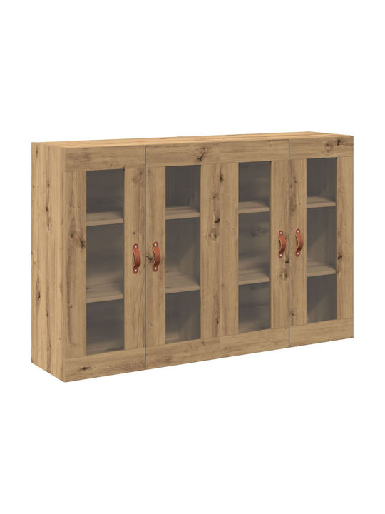 Wand Wohnzimmer Vitrine aus Massivholz mit Glas Walnut 69.5x34x90cm