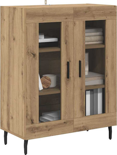 Πλαϊνό Γραφείο Artisan Oak Floor-standing Living Room Display Cabinet made of Particleboard with Glass 69.5x34x90cm Πλαϊνό Γραφείο Artisan Oak Floor-standing Living Room Display Cabinet made of Particleboard with Glass 69.5x34x90cm