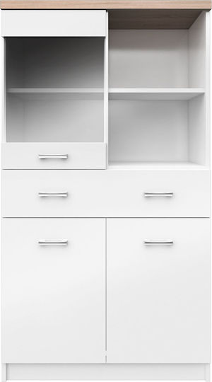 Top Mix Bodenstehende Wohnzimmer-Vitrine aus weißer Spanplatte 80x33x145cm