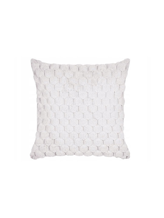 Beliani Μαξιλάρι Καναπέ Purslane από Γούνα White 43x43εκ.