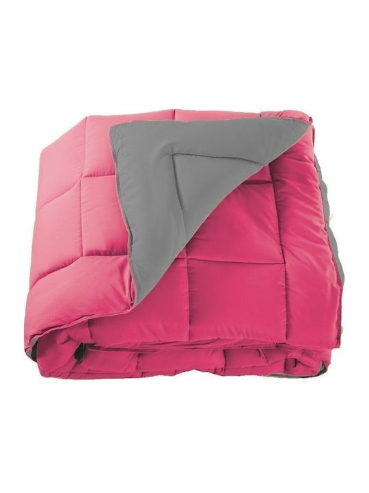 Viopros Duvet Queen with Microfiber Filling 220x240cm Two-tone Fuchsia/Grey 350 GSMGsm