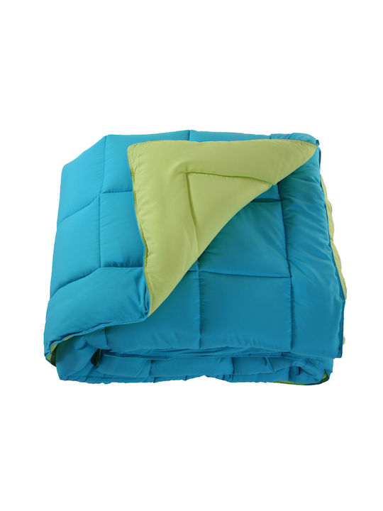 Viopros Пухено Куинсайз 220x240бр Двутонално Turquoise/Lahani 350 г/м²Gsm