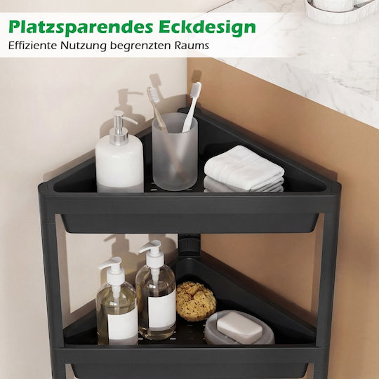 Costway Corner Floor Bathroom Shelf Plastic 67.5x44.45x25.4cm Black