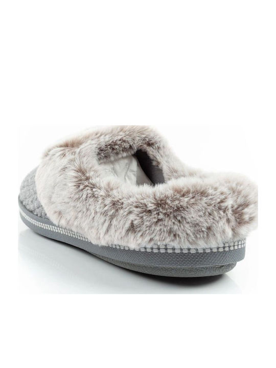 Cozy Campfire Winter Women's Slippers with Fur Gray