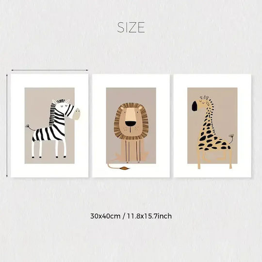 Pandaboo Kids 3 Piece No Frame Wall Art