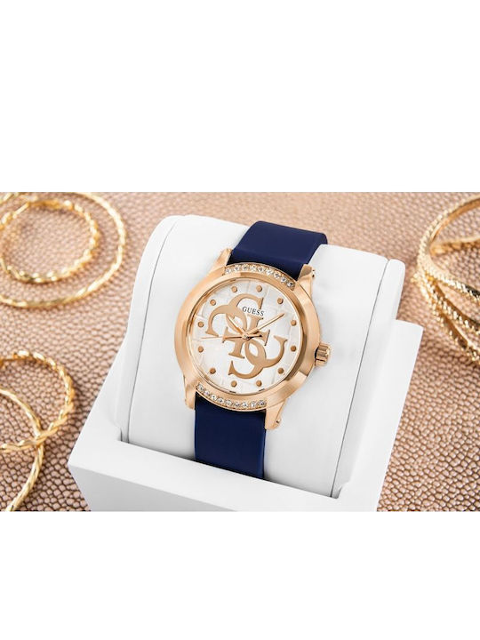 Guess Annette Womens Watch 36mm Chronograph Battery with Navy Blue Rubber Strap