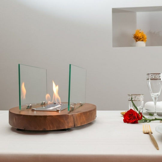 SteweHome Schreibtisch Oval Bioethanol-Kamin Natürliches Eichenholz Luxuriöses Kauri 35×25 Cm