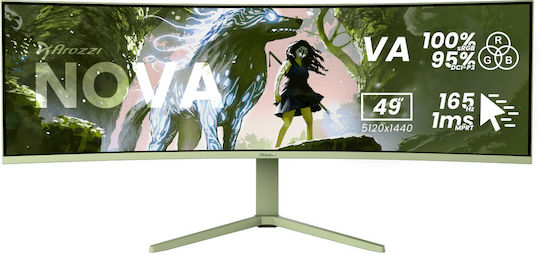Arozzi Nova Gebogener Monitor 49" 5440x1440 165Hz mit Reaktionszeit 4ms GTG Grüne