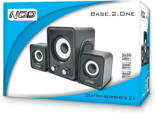NOD Base 2 One Ηχεία Υπολογιστή 2.1 με Ισχύ 11W σε Μαύρο Χρώμα