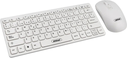 Andowl Q-903 Kabellos Tastatur & Maus Set Englisch US Weiß