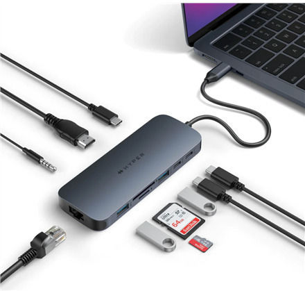 Hyper Hub 10 Θυρών USB 3.2 με σύνδεση USB-A / Ethernet Μπλε