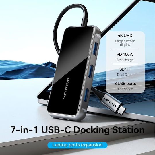 Vention USB Хъб 3 Порта USB 3.2 с Връзка USB-C / USB-A / Ethernet