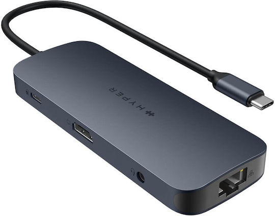Hyper Hub 10 Θυρών USB 3.2 με σύνδεση USB-A / Ethernet Μπλε