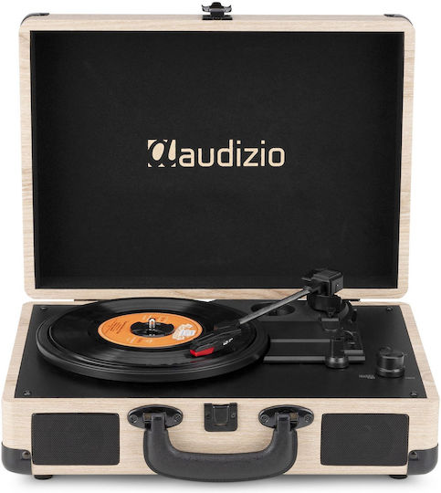 Audizio RP116LW Suitcase Turntables with Preamp and Built-in Speakers Beige