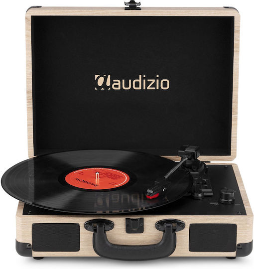 Audizio RP116LW Suitcase Turntables with Preamp and Built-in Speakers Beige