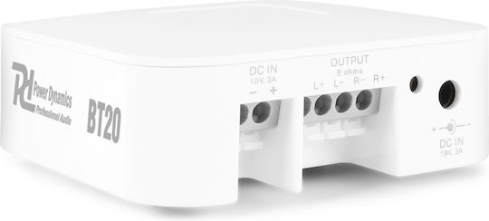 Power Dynamics BT20 Ολοκληρωμένος Ενισχυτής PA 2 Καναλιών 30W/8Ω και Σύνδεση Bluetooth σε Λευκό Χρώμα
