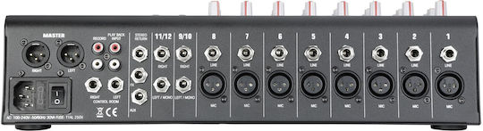 Audiophony MPX12 Αναλογική Κονσόλα 12 Καναλιών με Phantom Power & 8 Εισόδους XLR & Bluetooth