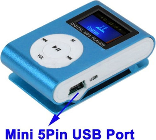MP3 Player with LCD Screen 1.1" Blue S-MP3-2016TT