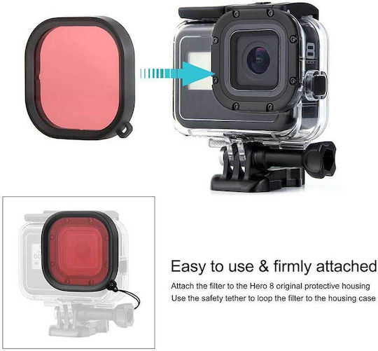 Комплект Филтри За Подводно Заснемане GoPro Hero 8 Черен Водоустойчив Калъф Червен Лилав Розов