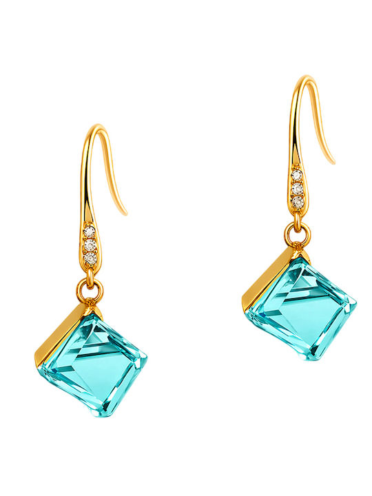 Awear Gold Plated Steel Light Blue Earrings