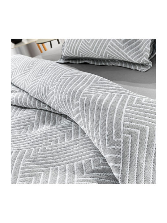 Guy Laroche Lupo Pique Double Blanket 245x260cm Grey White