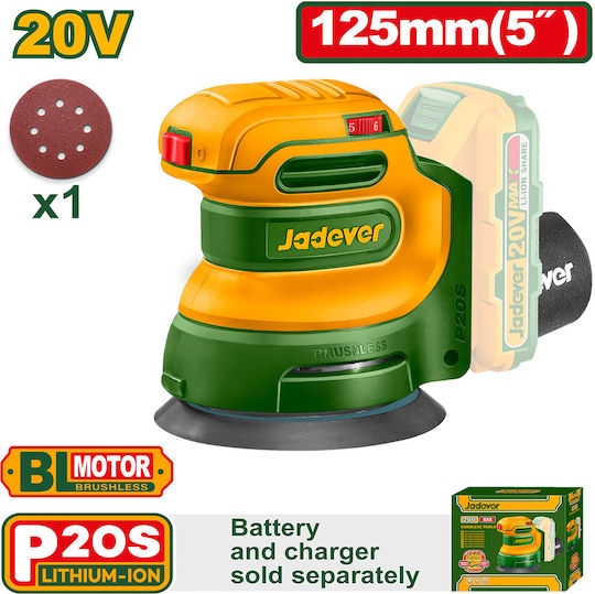 Jadever JDRAP5030 Eccentric Sander 125mm Battery 20V Solo