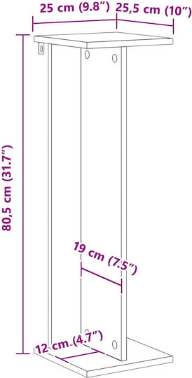 vidaXL Ανθοστήλη Ξύλινη Μαύρη 25x25.5x80.5εκ.